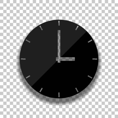 Basit saat simgesi. Saydam arka plan üzerinde yumuşak gölgeli siyah cam kutsal kişilerin resmi