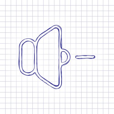 birim simgesini eksi. Elle çizilmiş resim kağıt sayfası. Mavi mürekkep, anahat kroki tarzı. Damalı zemin üzerine doodle