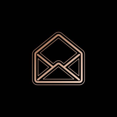 posta açık simgesi. Siyah zemin üzerine kırmızı altın tarzı