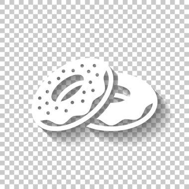 Çift çörek, yan görünüm. Simge yiyecek. Gölge şeffaf arka plan üzerinde beyaz simgesi