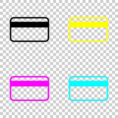 Basit kredi kartı simgesi. Cmyk simgeleri şeffaf arka plan üzerinde renkli dizi