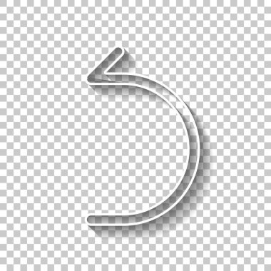 Basit ok, geriye doğru. Doğrusal, ince anahat. Gölge şeffaf arka plan üzerinde beyaz anahat işaretiyle