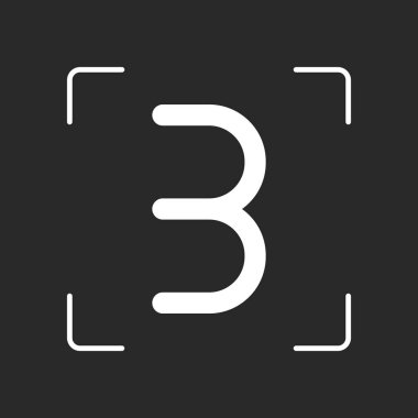 Numara üç, sayısal, basit mektup. Beyaz nesne kamera otomatik odaklama koyu arka plan üzerinde