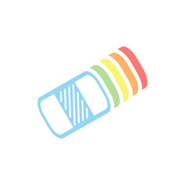 Tıbbi yama, basit simgesi. Beyaz arka plan üzerinde renkli izometrik simgeler yığını