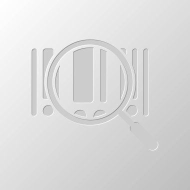 Barkod ve Yakınlaştır simgesini. Kağıt tasarımı. Düzenlenen sembolü. Çekirdeksiz stili