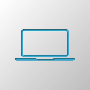 Laptop ya da defter bilgisayar kutsal kişilerin resmi. Kağıt tasarımı. Gölge ile düzenlenen sembolü