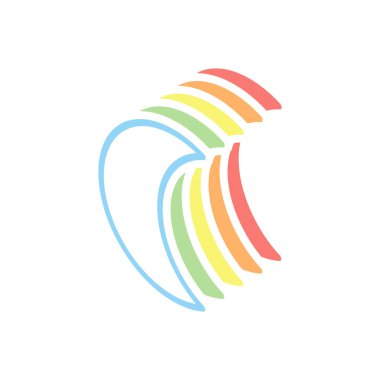 Basit ay. Hava sembolü. İnce anahat ile doğrusal simgesi. Beyaz arka plan üzerinde renkli izometrik simgeler yığını