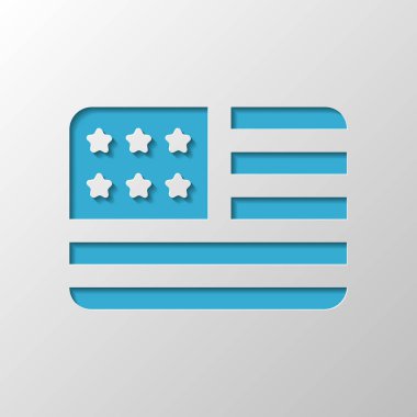 basit ABD bayrağı simgesi. Dikdörtgen şekli. Kağıt tasarımı. Gölge ile düzenlenen sembolü