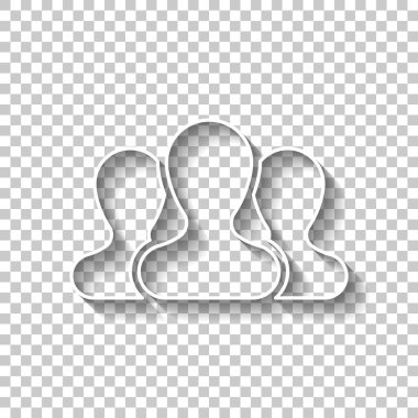 Takım, birkaç kişi. Gölge şeffaf arka plan üzerinde beyaz anahat işaretiyle