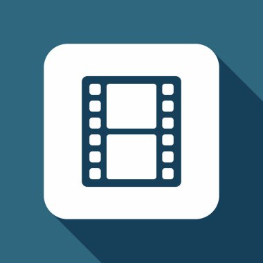 TV film şeridi ile. Uzun Gölge arka plan üzerinde beyaz düz simgesi