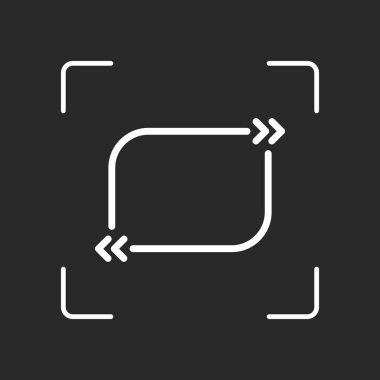 Metin teklif dikdörtgen. Basit simgesi. Beyaz nesne kamera otomatik odaklama koyu arka plan üzerinde