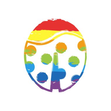 Uğur böceği simgesi. İşareti Lgbt style, gökkuşağı kırmızı, turuncu, sarı, yeşil, mavi, Indigo, menekşe, yedi renk ile çizim