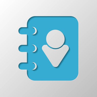 Adres defteri kapak adam simgesi olan. Kağıt tasarımı. Gölge ile düzenlenen sembolü