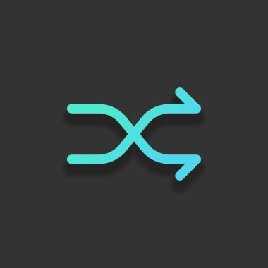 Basit ok geçti. Doğrusal, ince anahat. Renkli logo kavramı koyu arka plan üzerinde yumuşak gölge ile. Masmavi okyanus rengini simgesi