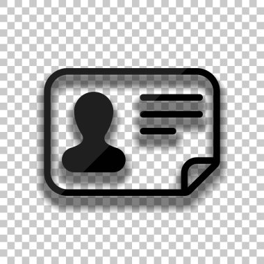 Kimlik kartı simgesi. Kimliği profil. Saydam arka plan üzerinde yumuşak gölgeli siyah cam kutsal kişilerin resmi