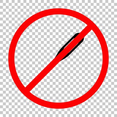 Elektronik Medikal termometre vücut için. Siyah kırmızı uyarı işareti şeffaf arka plan ile nesnesinde izin yok