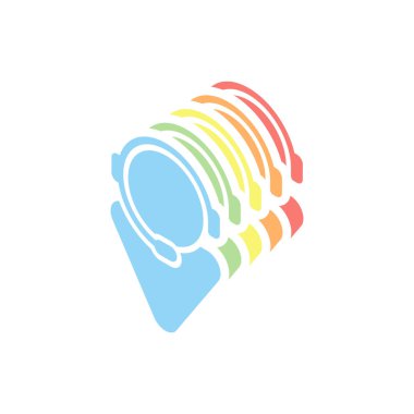 Müşteri Hizmetleri. servisini destekleyen. basit simgesi. Beyaz arka plan üzerinde renkli izometrik simgeler yığını