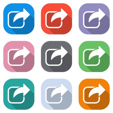 Pay kutsal kişilerin resmi. Ok ve kare. Beyaz simgeleri uygulamalar için renkli kareler olarak ayarlayın. Sorunsuz imkanı ve desen poster için