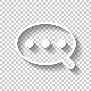 Basit metin bulut. Doğrusal, ince anahat. Gölge şeffaf arka plan üzerinde beyaz simgesi