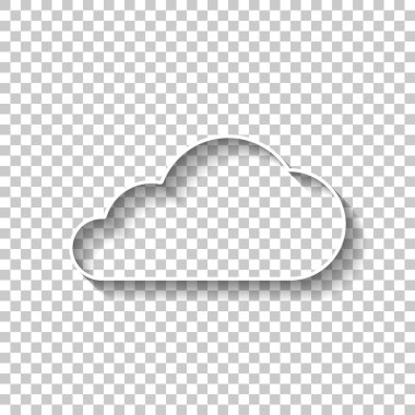 bulut simgesi. Gölge şeffaf arka plan üzerinde beyaz anahat işaretiyle