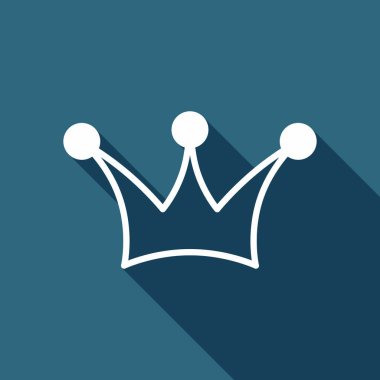 Taç simgesi. Uzun Gölge arka plan üzerinde beyaz düz simgesi