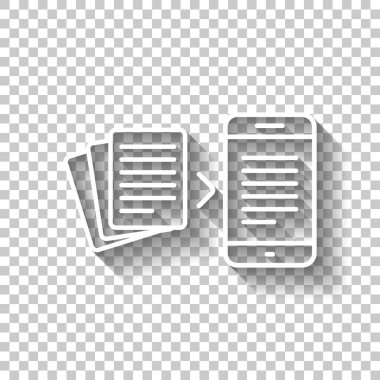 Elektronik belge dönüştürün. Gölge şeffaf arka plan üzerinde beyaz simgesi