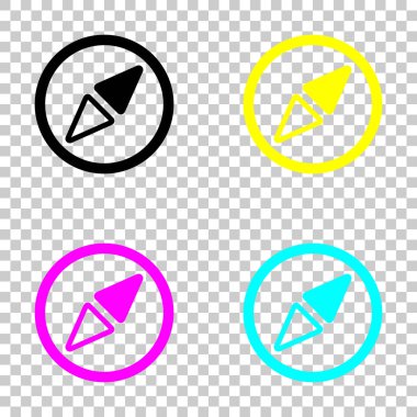 Basit pusula simgesini. Cmyk simgeleri şeffaf arka plan üzerinde renkli dizi