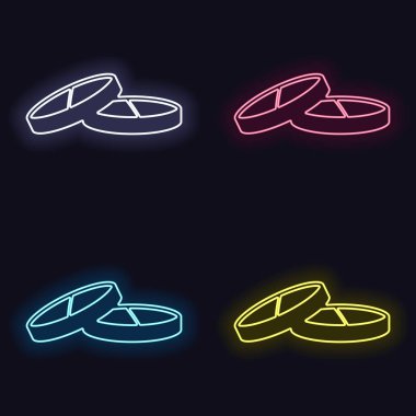 Hap ya da vitamin. Neon işareti kümesi. Koyu arka plan üzerinde casino tarzı. Seamless modeli
