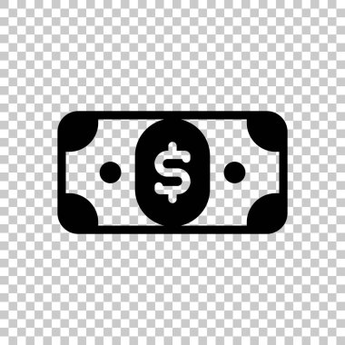 Doları banknot. Basit simgesi. Saydam arka plan üzerinde.