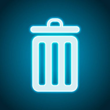 Çöp kutusu. basit simgesi. Neon tarzı. Işık dekorasyon simgesi. Parlak elektrik sembolü
