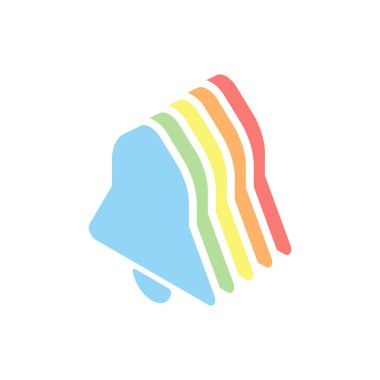 siyah zil simgesini. Beyaz arka plan üzerinde renkli izometrik simgeler yığını