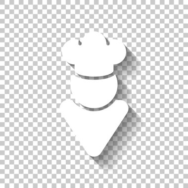 Şapkalı mutfak şefi. Mutfak logosu, basit simgesi. Gölge şeffaf arka plan üzerinde beyaz simgesi