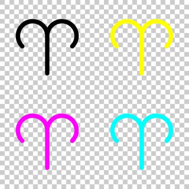 Astrolojik işaret. Koç basit simgesi. Cmyk simgeleri şeffaf arka plan üzerinde renkli dizi