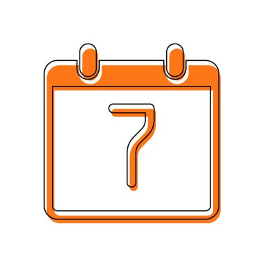 7 gün, basit simgesi ile takvim. İzole simge siyah ince dağılımı ve farklı katmanlarda doldurma taşındı turuncu oluşan. Beyaz arka plan