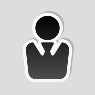 iş adamı simgesi. Etiket tarzı ile beyaz ve gri arka plan üzerinde basit gölge