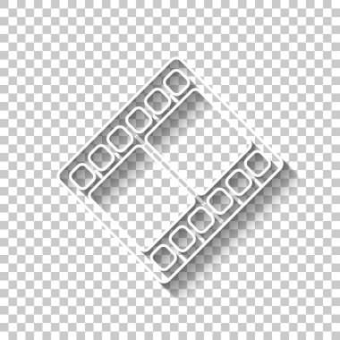 Film şeridi. basit siluet. Gölge şeffaf arka plan üzerinde beyaz anahat işaretiyle