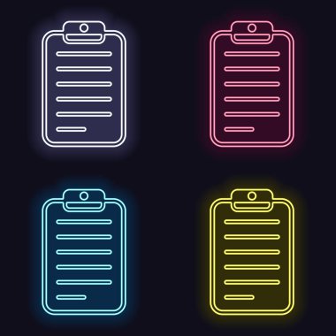 Tablet, metin ile kağıt. Neon işareti kümesi. Koyu arka plan üzerinde casino tarzı. Seamless modeli