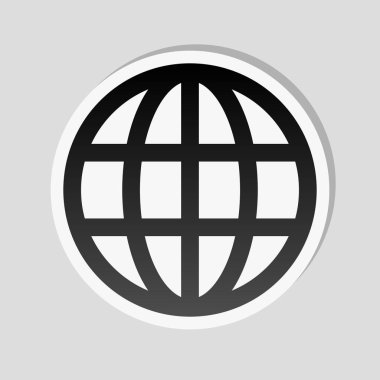 Basit simge. Doğrusal. Etiket tarzı ile beyaz ve gri arka plan üzerinde basit gölge