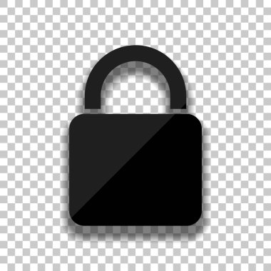 kilit simgesi. Saydam arka plan üzerinde yumuşak gölgeli siyah cam kutsal kişilerin resmi