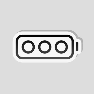 Basit boş pil, düzey yok. Etiket tarzı ile beyaz ve gri arka plan üzerinde basit gölge