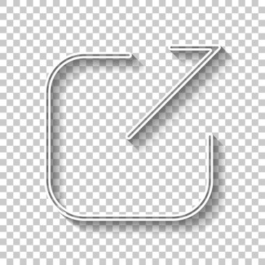 Paylaşımı, oturum kapatma veya karşıya yükleme. Çapraz ok Meydanı dışarı. Gölge şeffaf arka plan üzerinde beyaz anahat işaretiyle