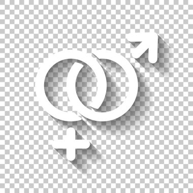 cinsiyet sembolü. Doğrusal sembolü. basit kadın ve erkek simgesi. Gölge şeffaf arka plan üzerinde beyaz simgesi