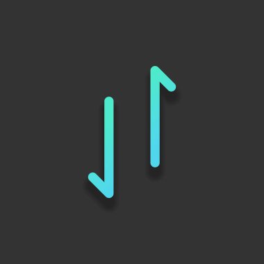 Yukarı ve aşağı okları, download ve upload. Doğrusal, ince anahat. Renkli logo kavramı koyu arka plan üzerinde yumuşak gölge ile. Masmavi okyanus rengini simgesi