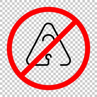 Uyarı üçgeni içinde soru işareti. İnce anahat ile doğrusal simgesi. Bir çizgi stili. Siyah kırmızı uyarı işareti şeffaf arka plan ile nesnesinde izin yok