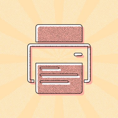 Yazıcı ve kağıt. Retro Vintage tipografi ofset baskı etkisi ile. Çizgi roman pop sanat arka plan ile nokta poster