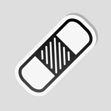 Tıbbi yama, basit simgesi. Etiket tarzı ile beyaz ve gri arka plan üzerinde basit gölge