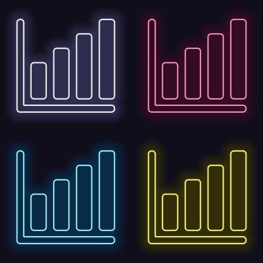 Büyüyen grafik hat simgesi. Moda neon işareti kümesi. Koyu arka plan üzerinde casino tarzı. Seamless modeli