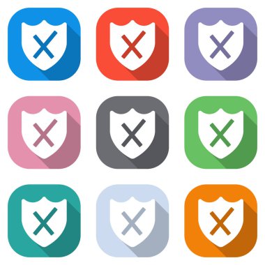 kırık koruma. basit simgesi. Beyaz simgeleri uygulamalar için renkli kareler olarak ayarlayın. Sorunsuz imkanı ve desen poster için