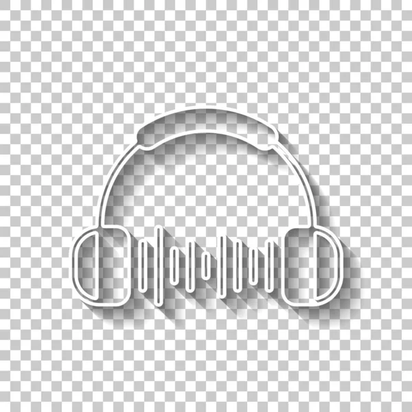 Headphones Music Wave Max Volume Level Simple Icon White Outline — Stock Vector