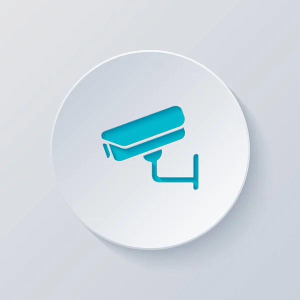 Cámara Seguridad Icono Tecnología Corta Círculo Con Capas Grises Azules — Vector de stock